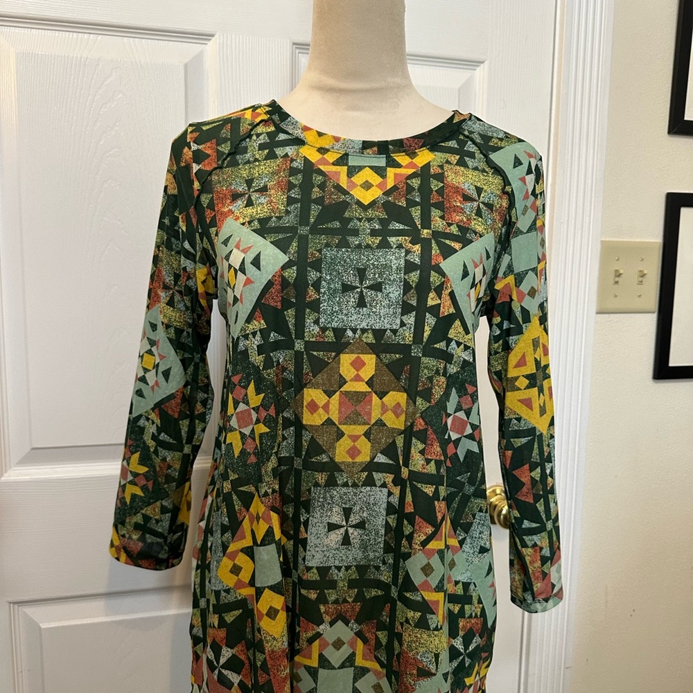 LOGO by Lori Goldstein crew neck mesh Tunic